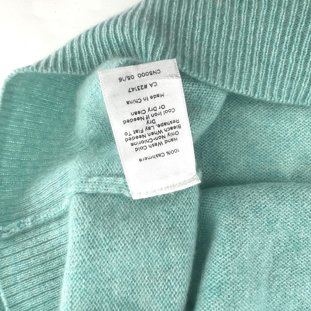 Talbots Pure Cashmere Crewneck Sweater Aqua Turquoise 3/4 Sleeve Womens Medium - Picture 11 of 11